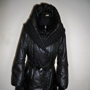 Mackage Ace Puffer Coat BLACK Mid Length Cable Knit Accents size M